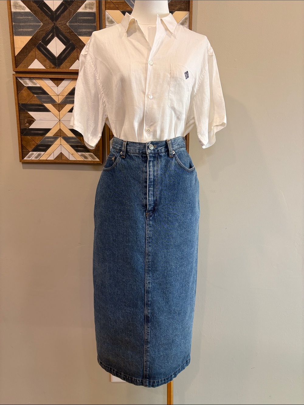 Vintage Ralph Lauren Country 90s Long Denim Blue Jean Skirt size 8 - Picture 1 of 14
